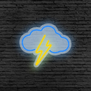 Neón decorativo Trueno en forma de nube con rayo LED, ideal para interiores y regalo original.