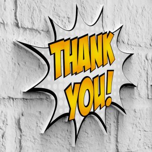 Neón pop art retroiluminado con diseño THANK YOU en blanco cálido