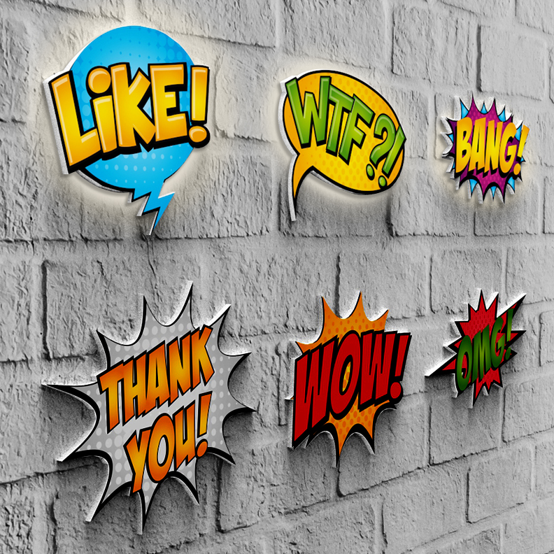Expresiones pop art retroiluminadas – WOW! - Imagen 2